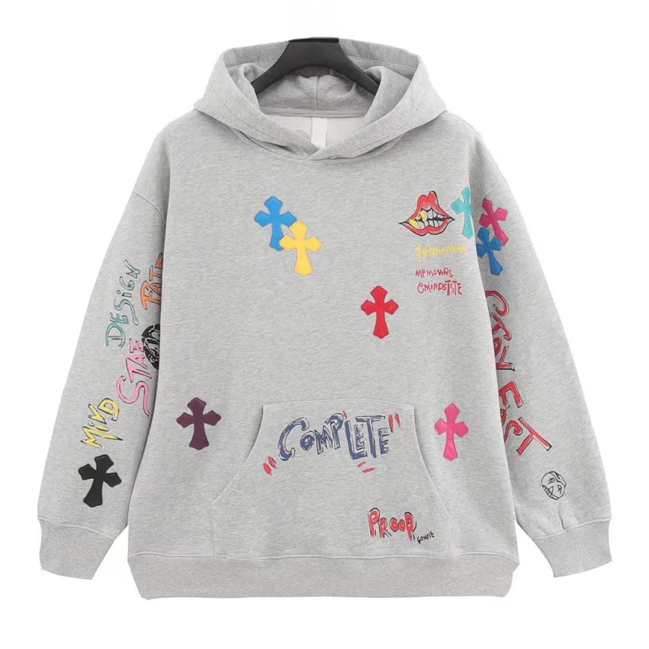 Chrome Hearts Multi Color Cross Hoodie Black White Gray (1) - newkick.app